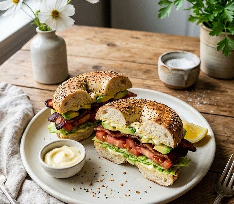 Everything BLTA Bagel with Lemon Garlic Mayo