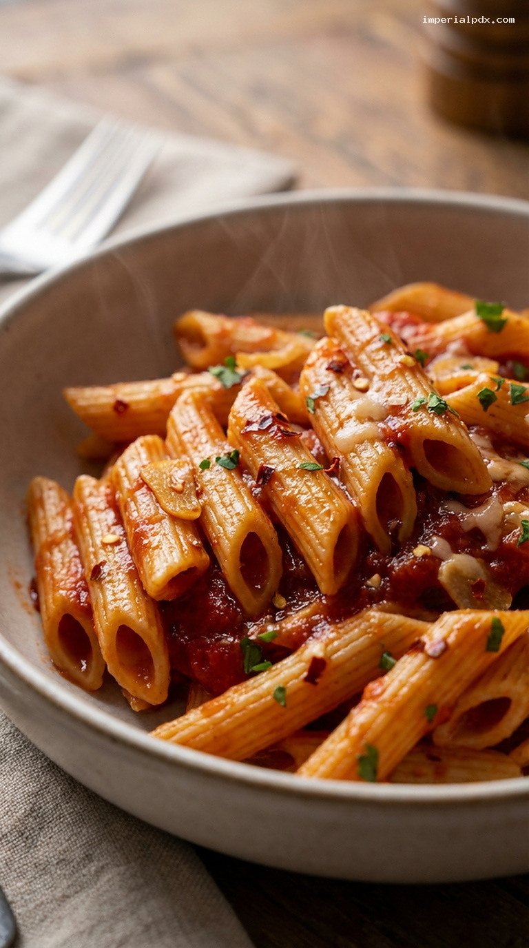 Fiery Arrabbiata Sauce With Garlic and Red Pepper Flakes – Closeup