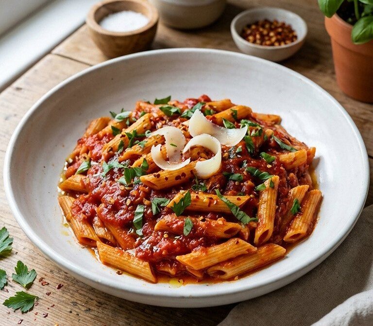 Fiery Arrabbiata Sauce With Garlic and Red Pepper Flakes