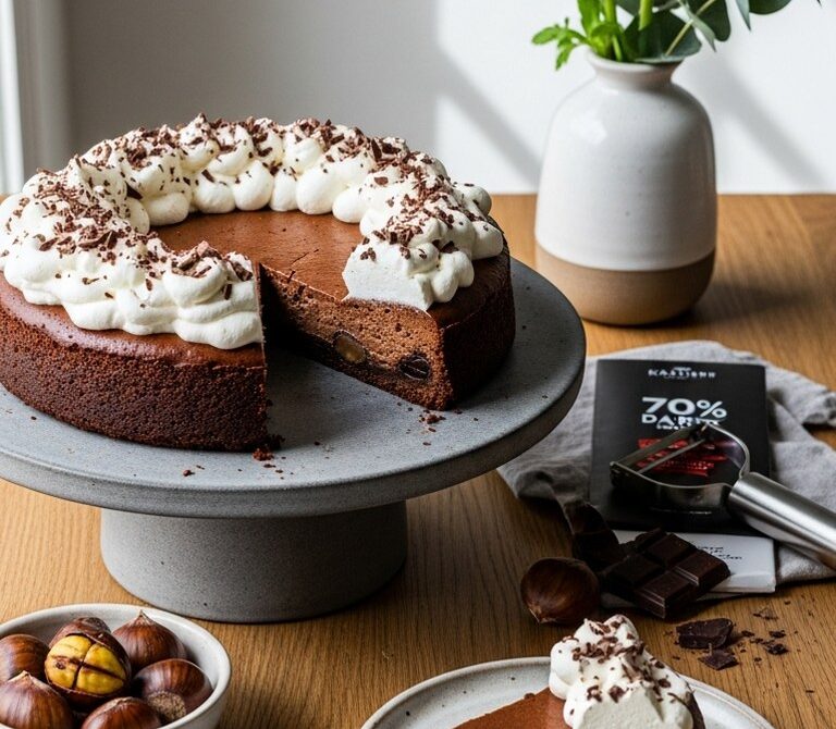 Flourless Chocolate Chestnut Torte with Espresso