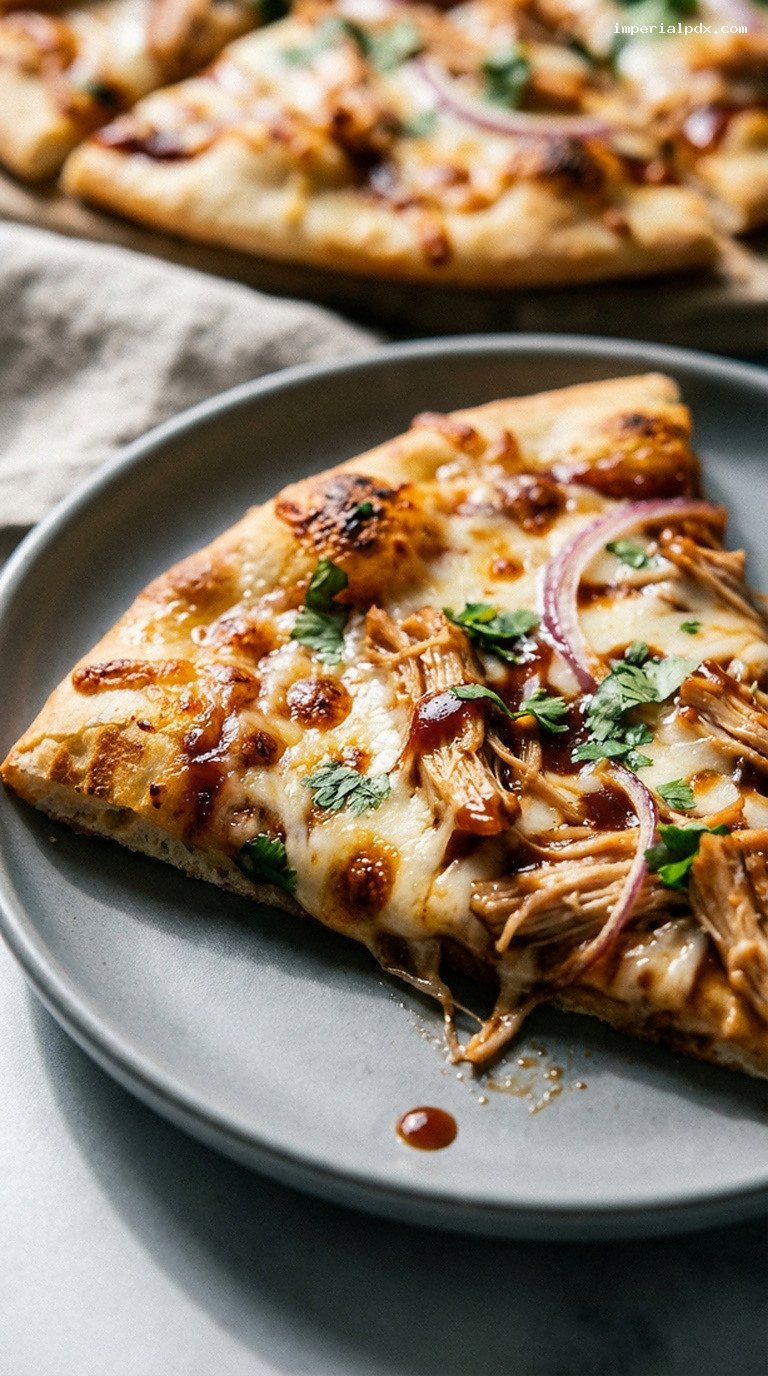 Game-Day BBQ Chicken Flatbread with Mozzarella and Cilantro – Closeup