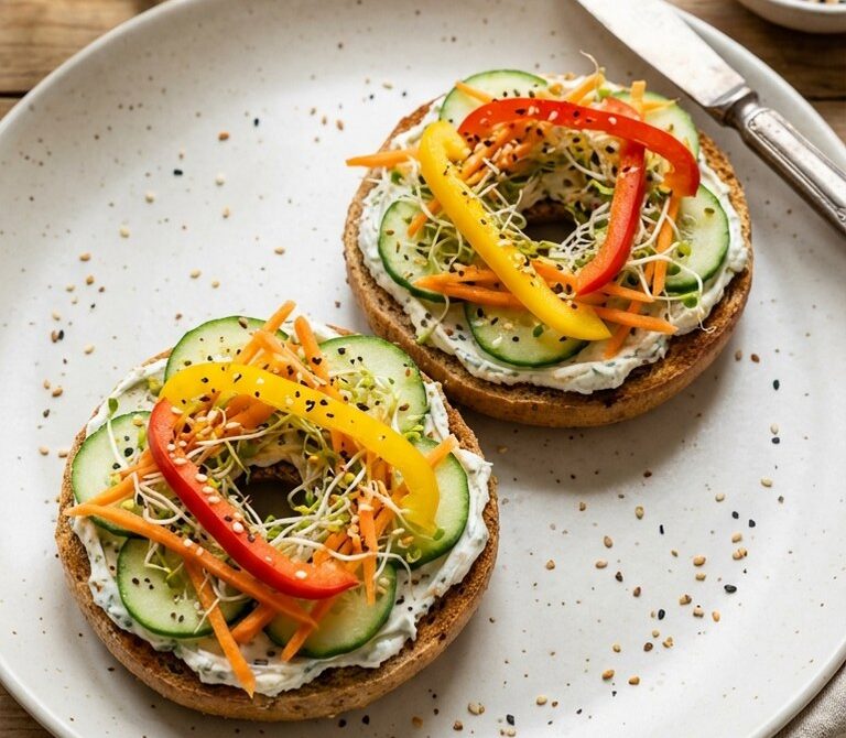 Garden Veggie Bagel With Herbed Cream Cheese
