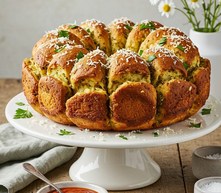 Garlic Parmesan Pull-Apart Bread with Marinara