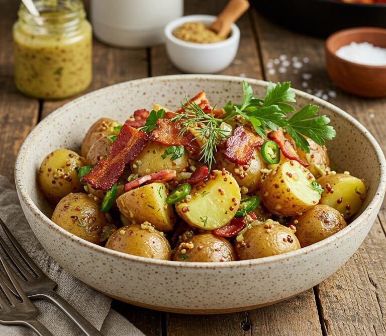 German-Texan Warm Potato Salad with Bacon and Dill