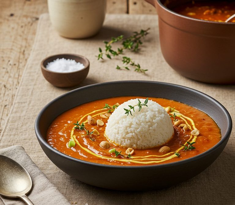 Ghanaian Groundnut Soup with Chicken or Fish