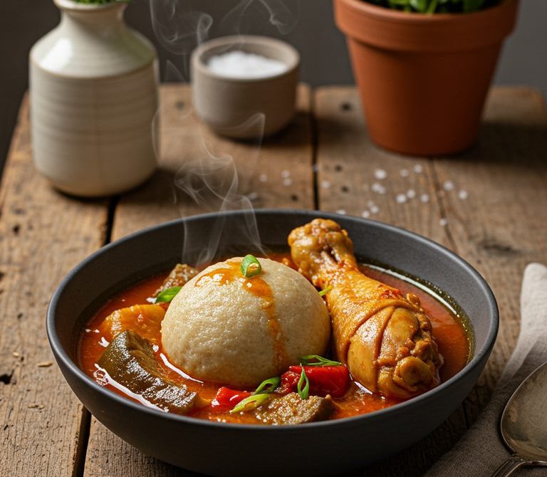 Ghanaian Light Soup with Fufu