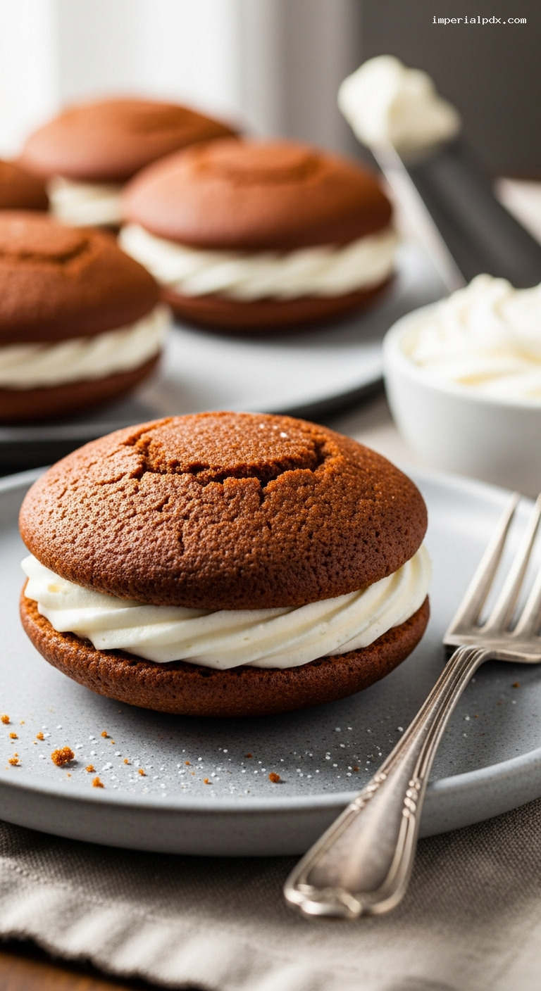 Gingerbread Whoopie Pies with Cream Cheese Filling – Closeup