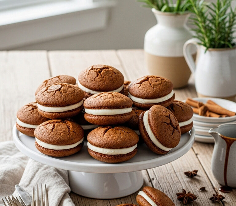 Gingerbread Whoopie Pies with Cream Cheese Filling