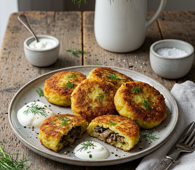 Golden Potato Zrazy with Savory Mushroom Filling