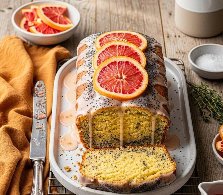 Grapefruit Poppy Seed Loaf with Candied Glaze