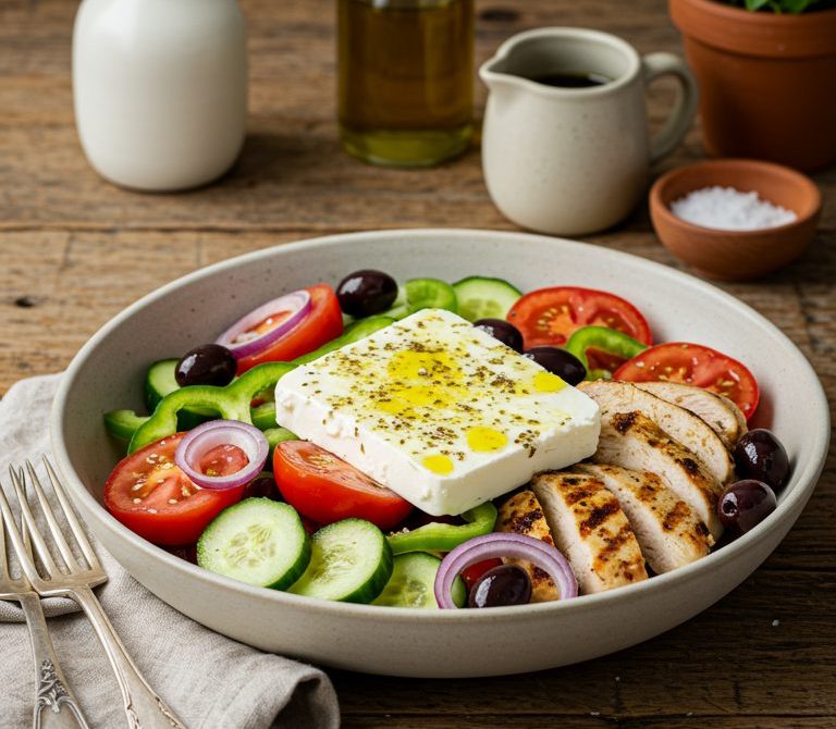 Greek Village Salad with Oregano Vinaigrette and Feta