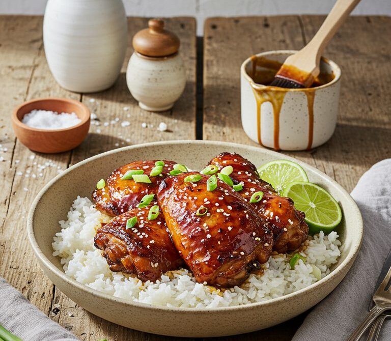 Grilled Huli Huli Chicken with Rice and Lime