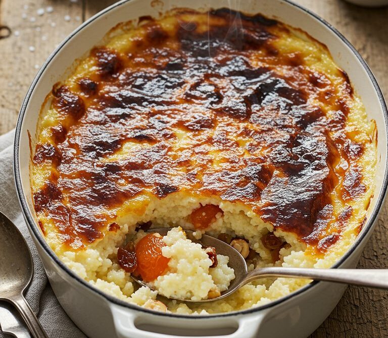 Guryevskaya Kasha with Caramelized Milk Skins and Nuts