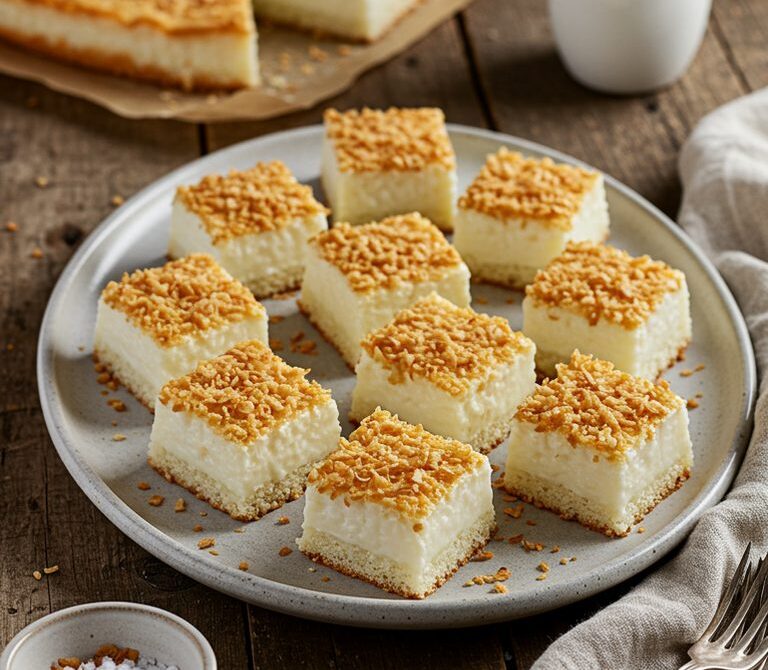 Haupia Coconut Squares with Toasted Coconut