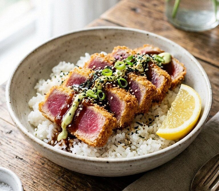 Hawaiian Ahi Katsu Rice Bowl With Wasabi Mayo