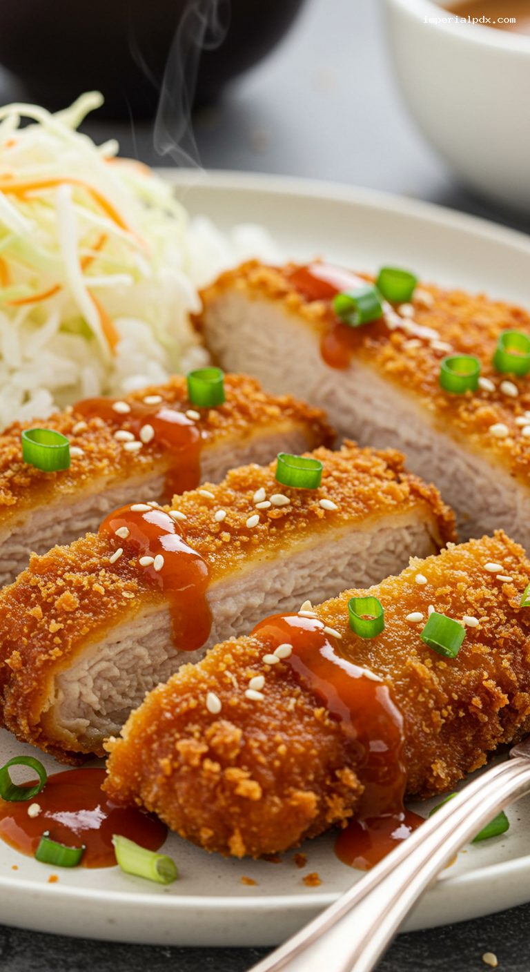 Hawaiian Chicken Katsu with Rice and Cabbage – Closeup