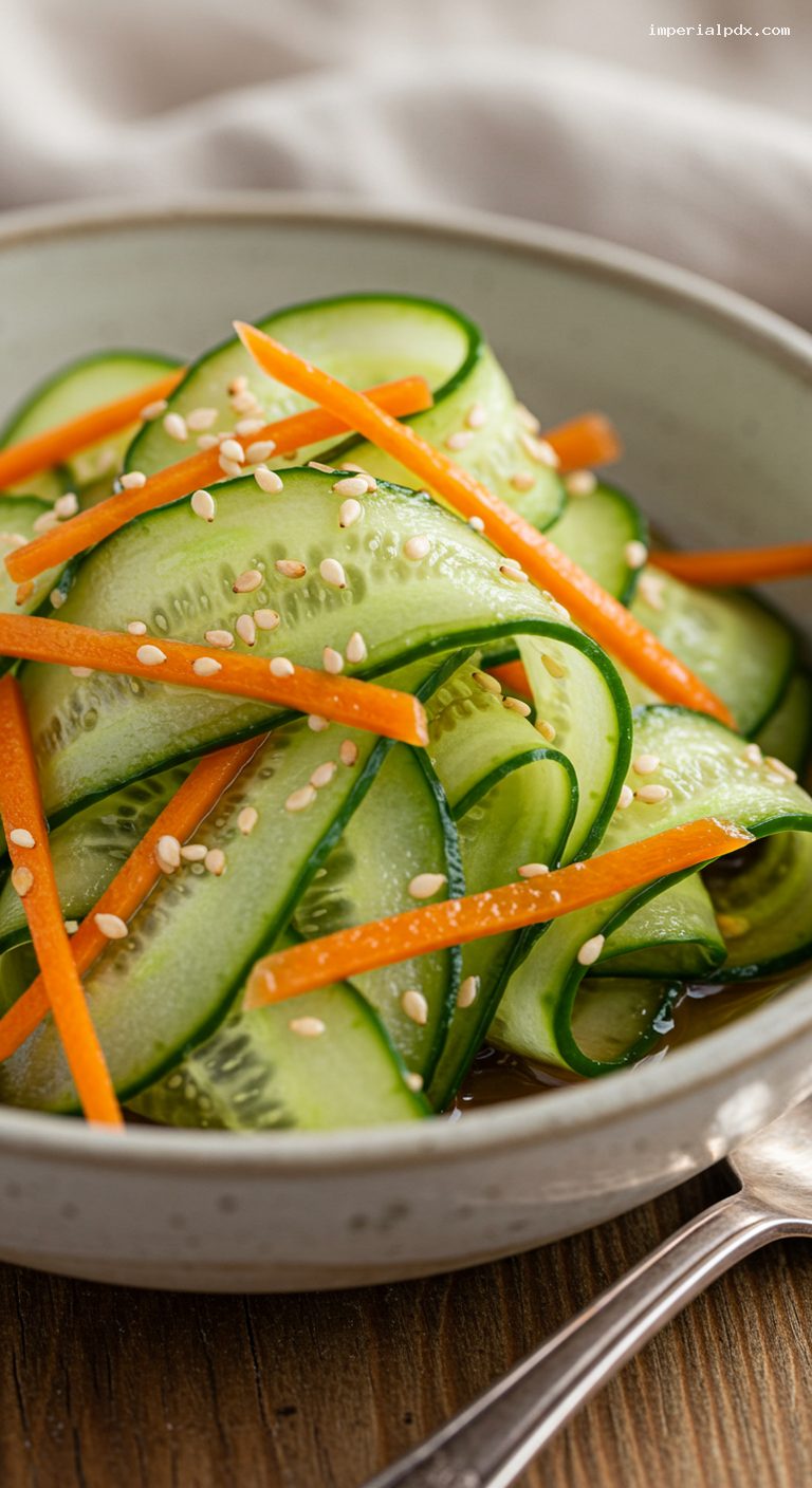 Hawaiian Cucumber Namasu with Carrot and Shoyu – Closeup