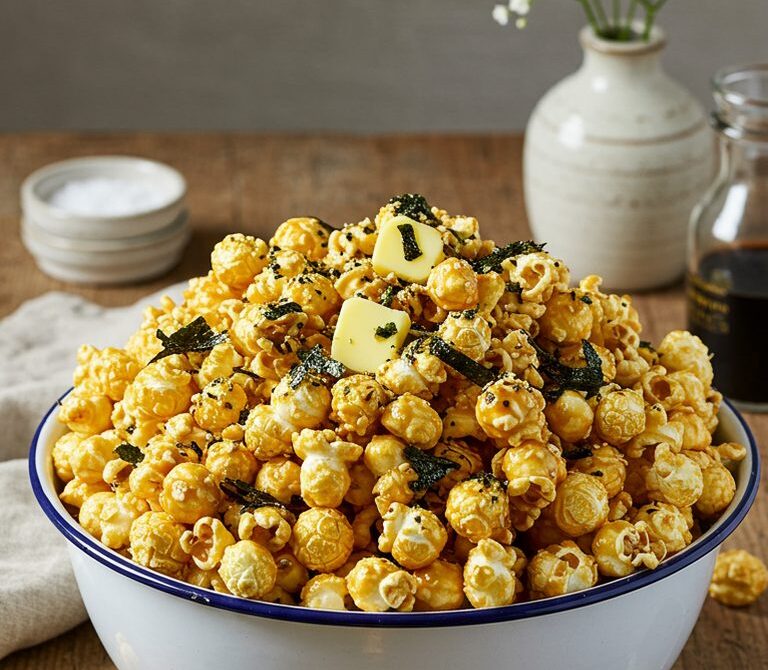 Hawaiian Hurricane Popcorn with Furikake and Kakimochi