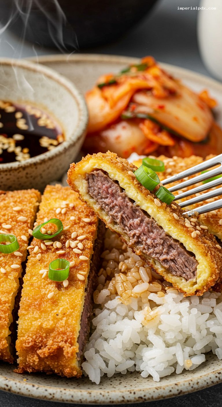 Hawaiian Meat Jun with Shoyu Vinegar Dipping Sauce – Closeup