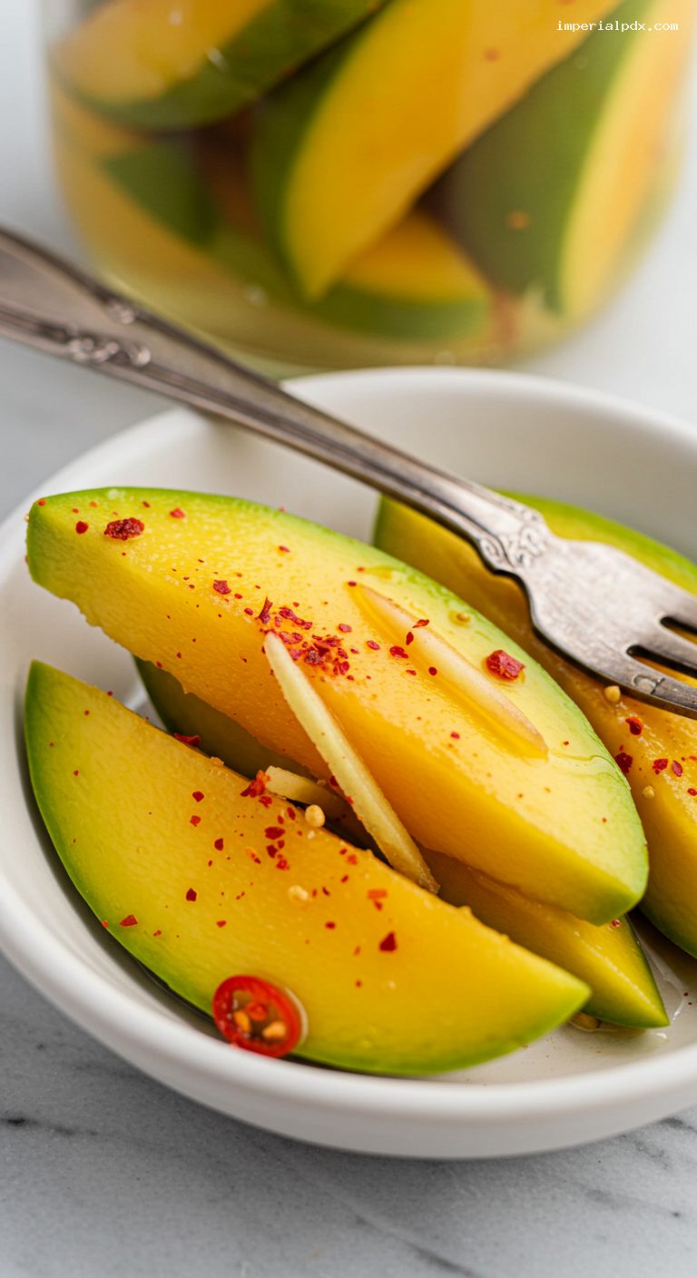 Hawaiian Pickled Mango with Sweet-Tart Brine – Closeup