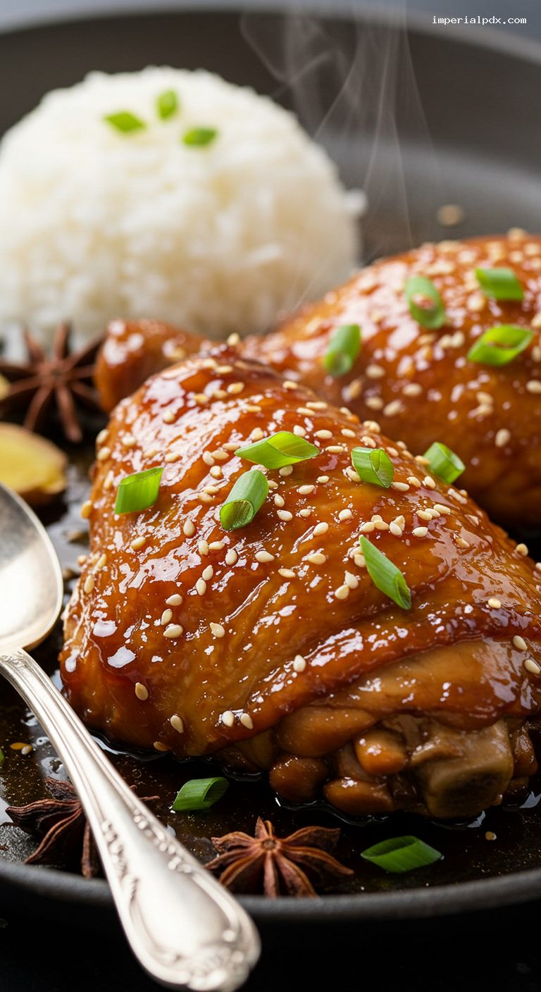 Hawaiian Shoyu Chicken with Savory-Sweet Glaze – Closeup