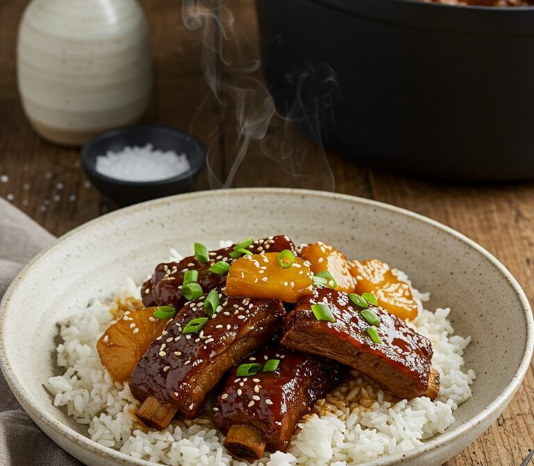 Hawaiian Sweet-and-Sour Spareribs Over Rice
