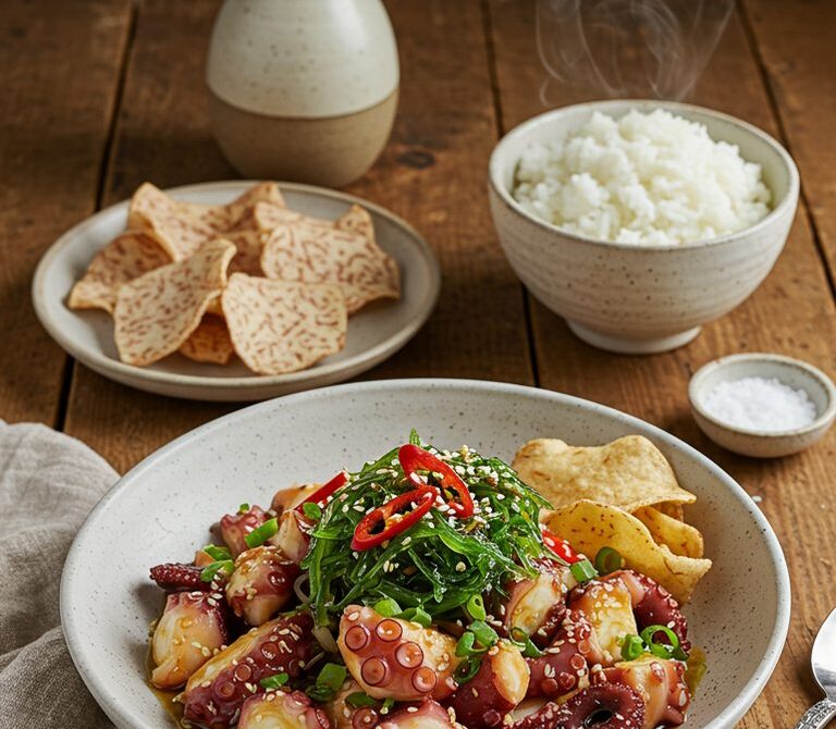 Hawaiian Tako Poke with Sesame and Ogo