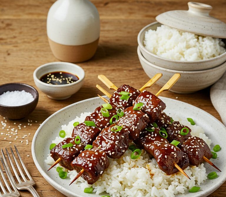 Hawaiian Teri Beef Sticks Over Rice