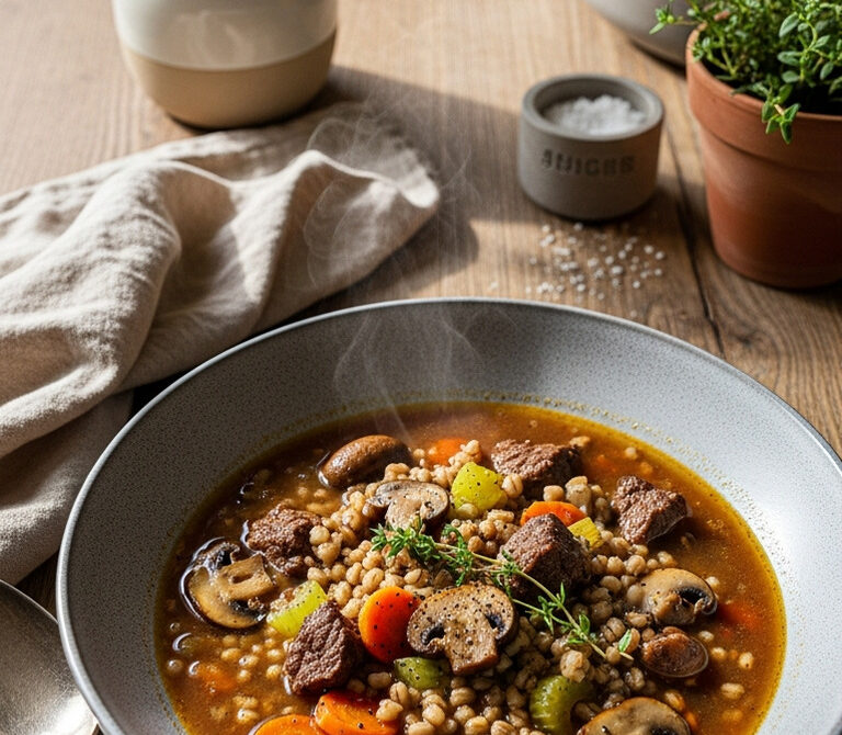 Hearty Beef and Barley Mushroom Stew