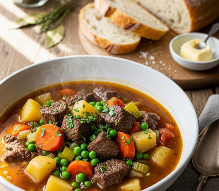 Hearty Beef and Vegetable Soup with Rich Broth