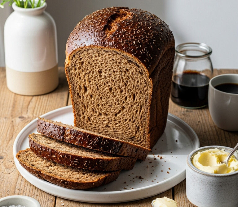 Hearty Cocoa-Rye Pumpernickel Loaf with Caraway