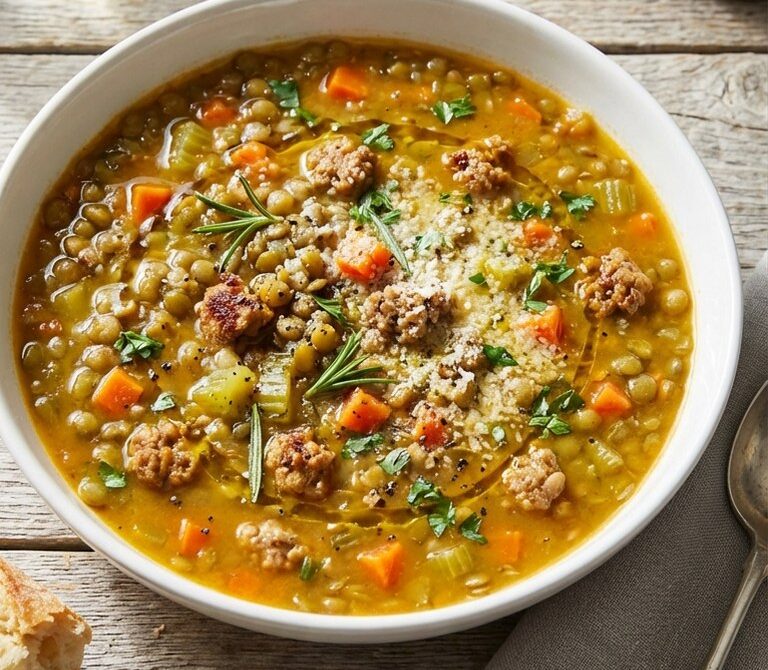 Hearty Italian Sausage and Lentil Soup with Rosemary