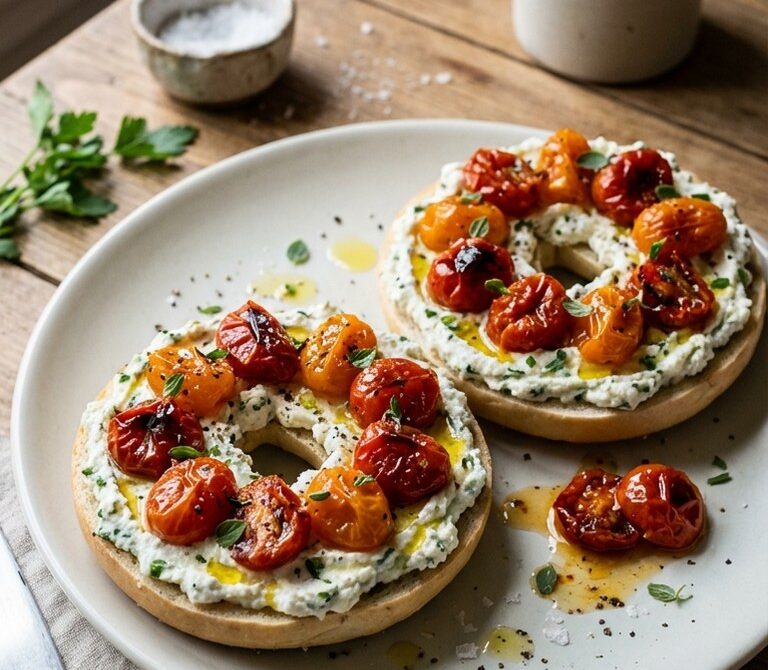 Herbed Ricotta Bagel with Slow-Roasted Cherry Tomatoes