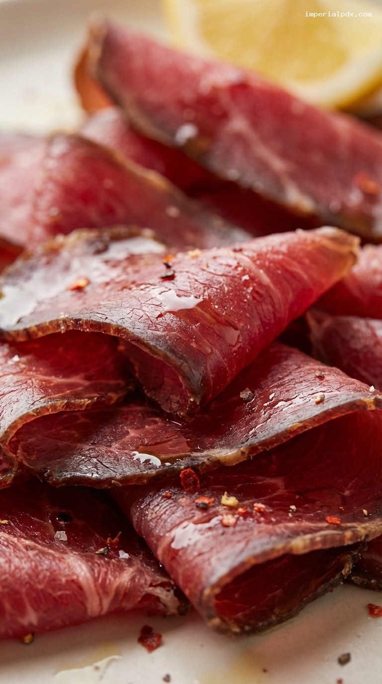 Homemade Carne Secca: Air-Dried Chili Garlic Beef – Closeup