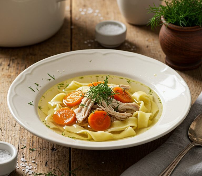 Homemade Chicken Noodle Soup with Dill