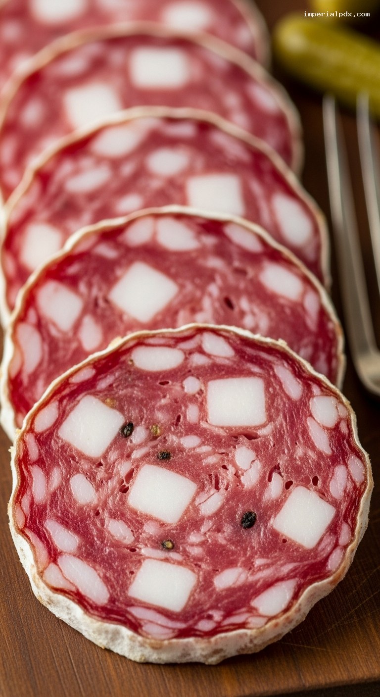 Homemade Saucisson Sec (French Dry-Cured Salami) – Closeup