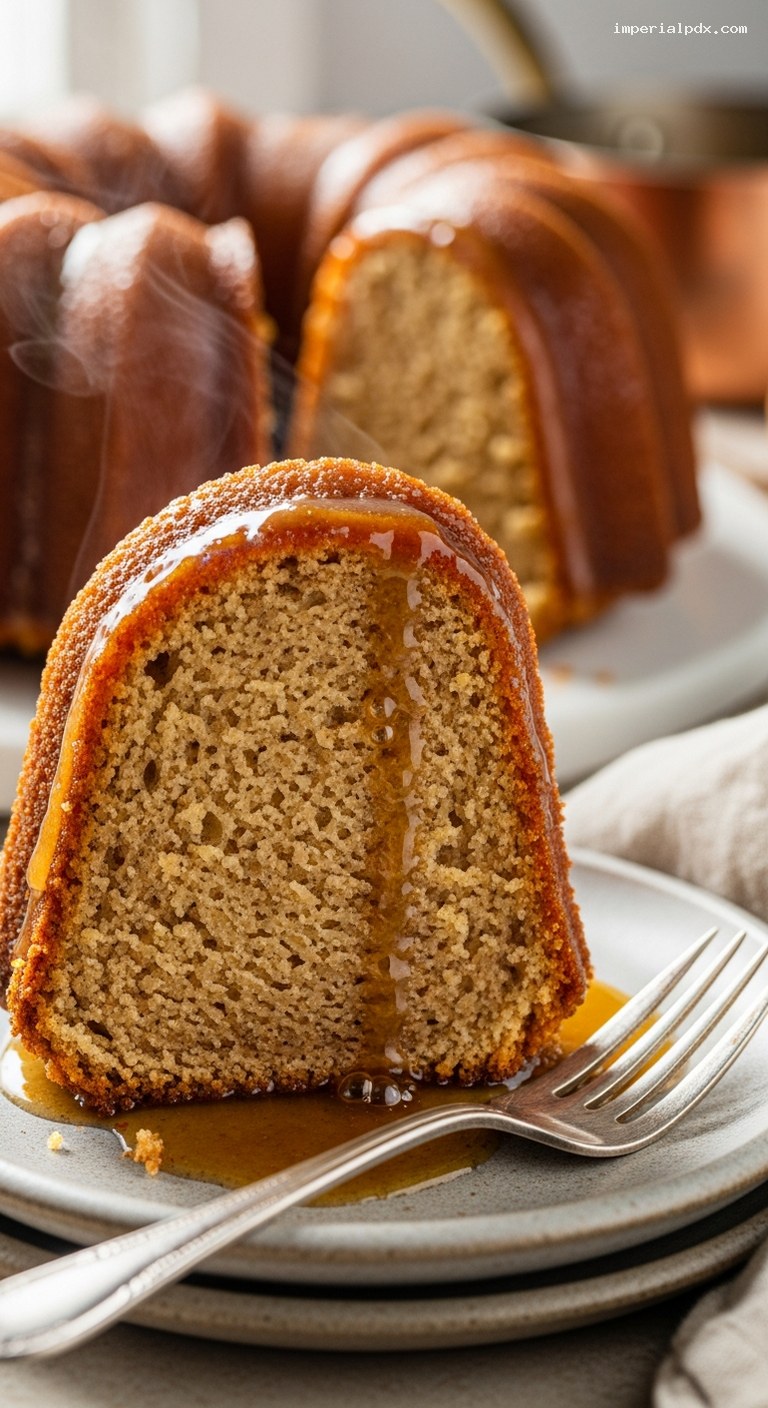 Hot Buttered Rum Bundt Cake with Buttery Glaze – Closeup