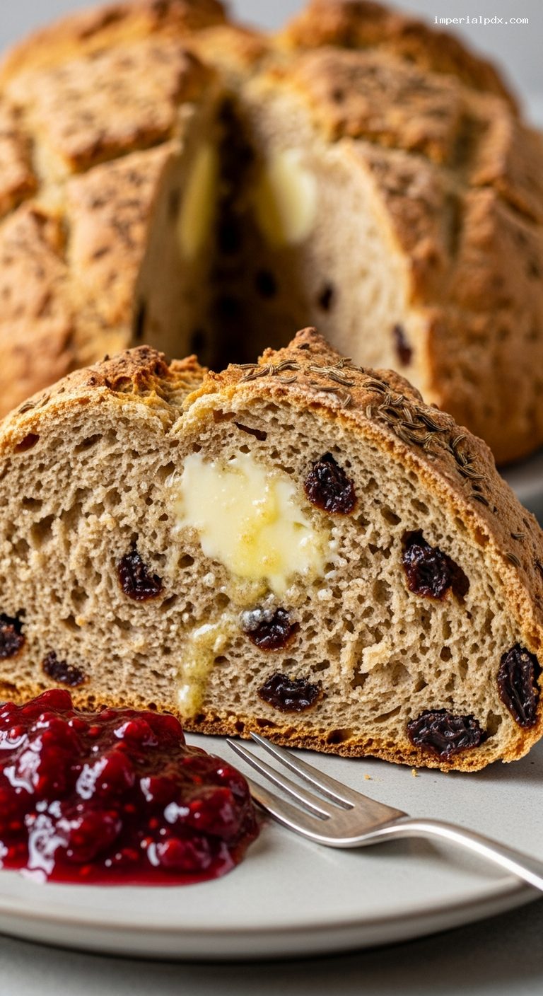 Irish Soda Bread with Raisins and Caraway – Closeup
