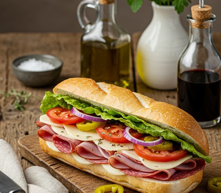 Italian Cold-Cut Hoagie with Oil and Oregano