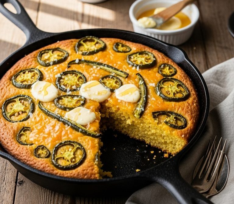 Jalapeño Cheddar Cornbread with Honey Butter