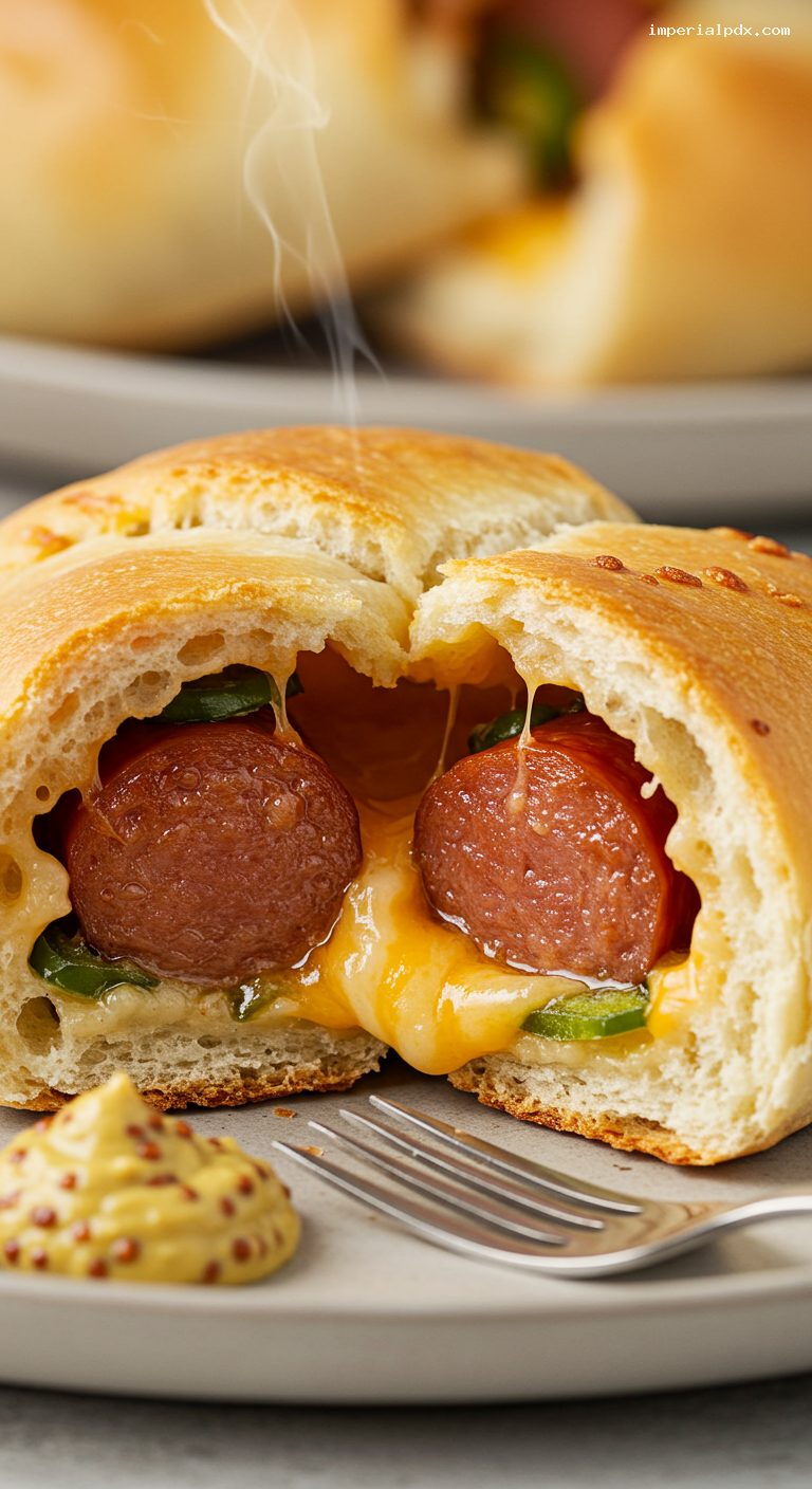 Jalapeño Cheddar Sausage Kolaches (Klobásník) – Closeup