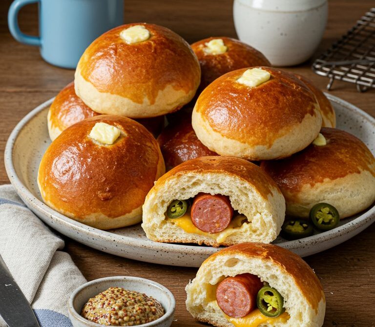 Jalapeño Cheddar Sausage Kolaches (Klobásník)