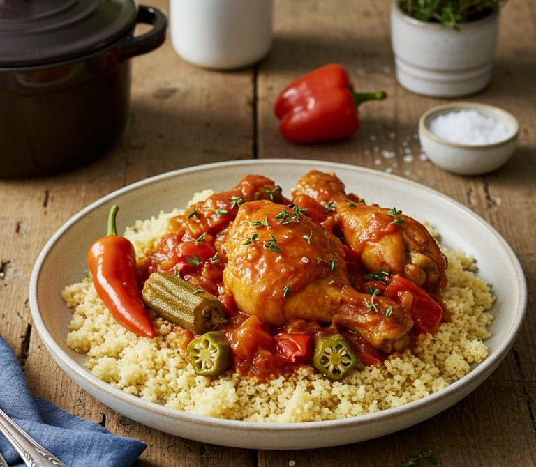 Kedjenou Chicken with Peppers and Okra