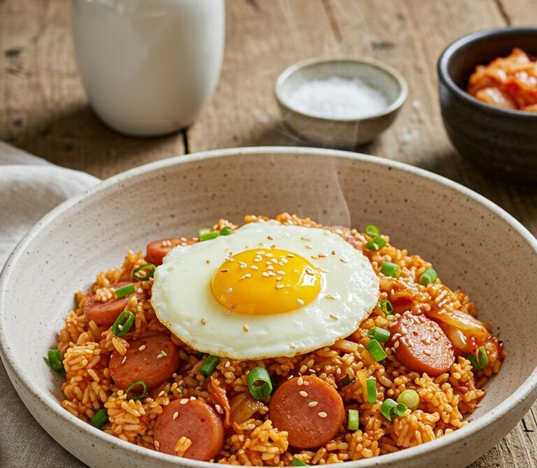 Kimchi Spam Fried Rice with Runny Egg