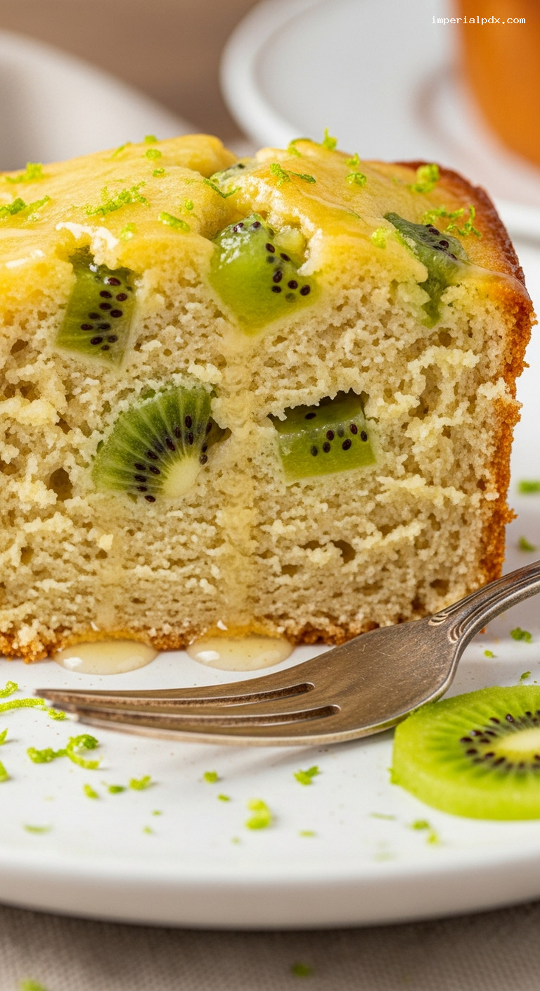 Kiwi Lime Yogurt Loaf with Lime Syrup – Closeup