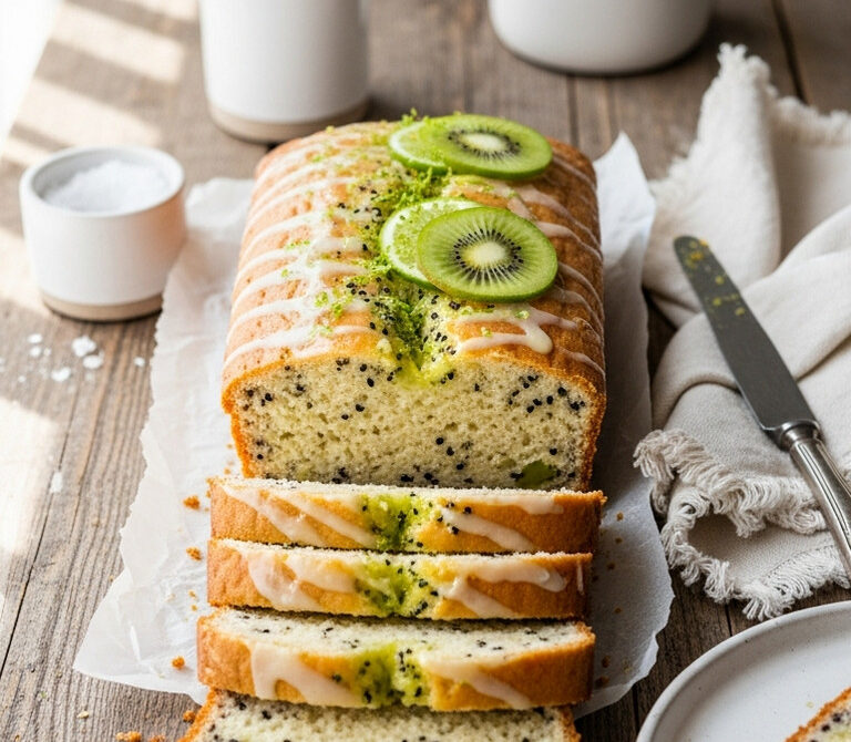 Kiwi Lime Yogurt Loaf with Lime Syrup
