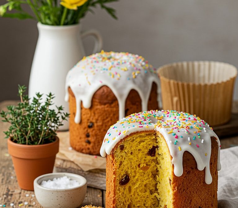 Kulich: Tall, Festive Brioche-Style Bread with Icing