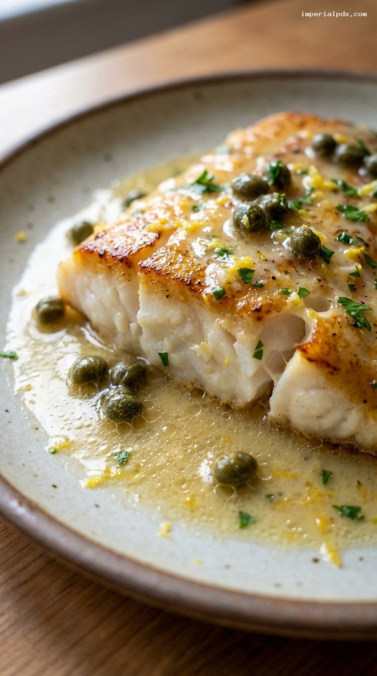 Lemon Caper Butter Sauce for Fish, Chicken, and Vegetables – Closeup