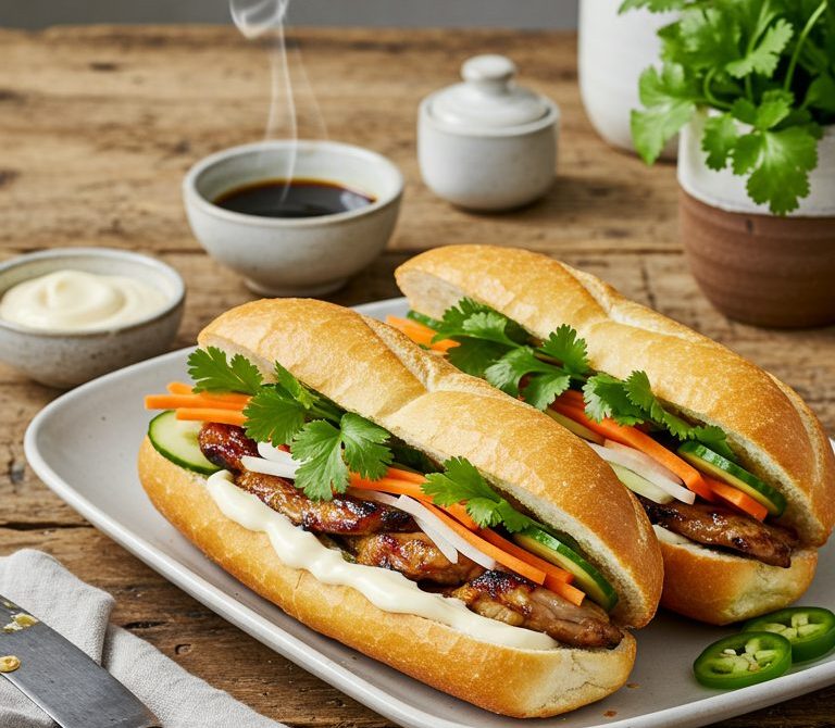 Lemongrass Pork or Chicken Bánh Mì Sandwich