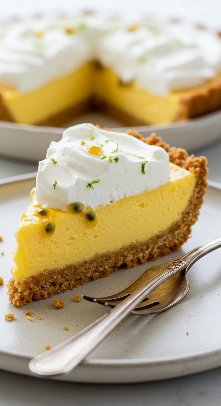 Lilikoi Chiffon Pie with Whipped Cream – Closeup